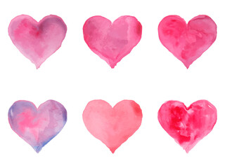Watercolor hearts for St. Valentine s Day. Vector