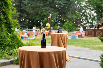 Dinner outdoor. Outdoor restaurant table