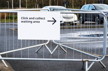 Click and collect store sign at entrance