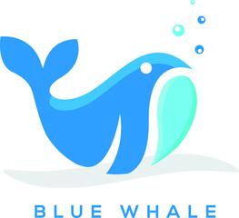 Blue Whale Vector, icon, symbol, logo design with blue color template