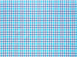 Light blue and dark blue checked cotton fabric, textile background image - 407854145