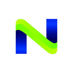 N letter Vector icon, symbol, sign design with green and blue color 