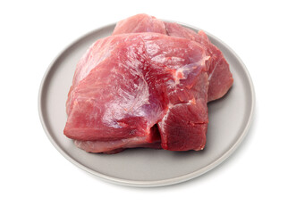 Pork belly on white background