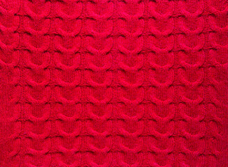 Red lambswool knitting pattern, textile background image - 407854701