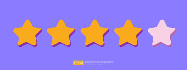 Five stars customer product rating concept for evaluating, clients satisfaction and positive experience. good feedback review icon vector illustration