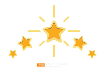 Five stars customer product rating concept for evaluating, clients satisfaction and positive experience. good feedback review icon vector illustration