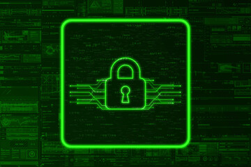 2d illustration Safety concept: Closed Padlock on digital background
