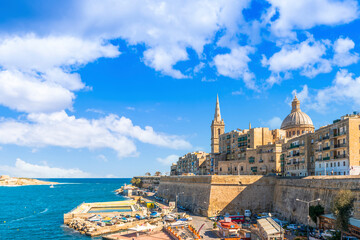 Fototapeta na wymiar The Basilica of Our Lady of Mount Carmel and Saint Paul's Church, in Valletta on the island of Malta