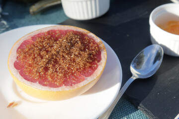 Half grapefruit with brown sugar top