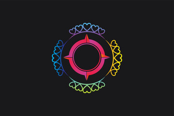 Colorful Queen Crown Compass Logo Template