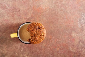 Cup of coffee and homemade cookie