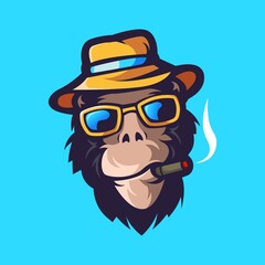 Monkey head logo design vector