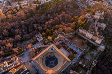 Areial view of the Alhambra red Fortress  Travel Spain