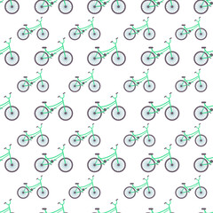 Fototapeta na wymiar Seamless pattern with a bicycle. Vector background may be used for card, wrapping, wallpaper, textile, fabric, cover