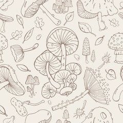 seamless pattern with mushrooms