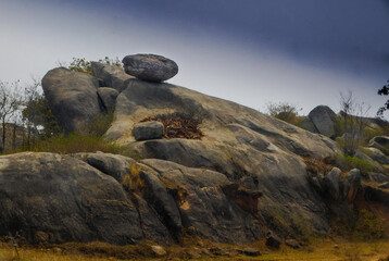Egg shape Stone at the top of the mountain