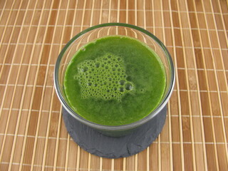 Fresh barley gras drink in a glass