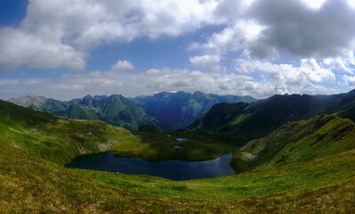 marvelous landscape with lot of mountain lakes and mountains panorama