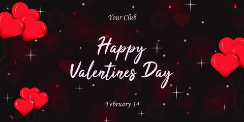 Happy valentines day background banner design template