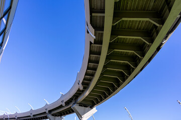 Structure under bridge, suspension bridge, Saint Petersburg, bottom view