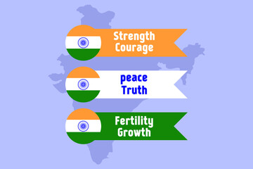Republic day of India background Celebration, 26 January India Republic Day background with indian flag lables and indian map concept .Suitable for greeting card, poster and banner.
