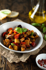 Traditional homemade caponata or vegetable ragout