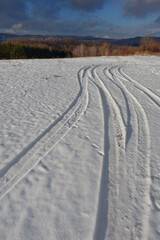 Winter landscape with clouds in Croatia