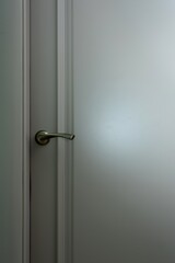 Gray door to the house, door handle, copy space, vertical