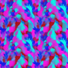 Abstract seamless pattern. Hand drawn oil illustration. Texture for print, fabric, textile, wallpaper. Colorful background in blue, pink, red colors.