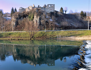 The old castle of Barilovic on the Korana river in Croatia