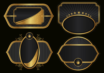 Victorian heraldic retro vintage decorative Ornate golden label for wine bottle and luxury branding