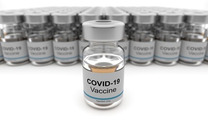 コロナウィルスのワクチンの3Dイラスト