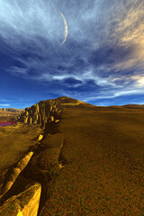 Alien Planet. Mountain. 3D rendering