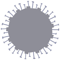 灰色のスパイク状の棘の付いたウイルスやカビ菌のイメージ素材