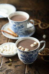 Homemade hot chocolate with marshmallow