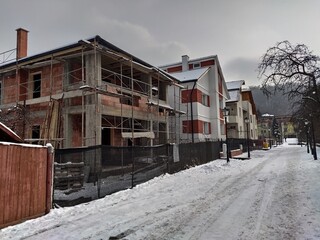 Romania Bistrita Vadului Street in January 2021, the road leading to Codrisor Hotel