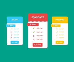 design about simple price table illustration for website