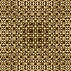 abstract geometric seamless pattern of gold color with fractal shapes in the form of stars and geometric shapes arranged in geometric order
