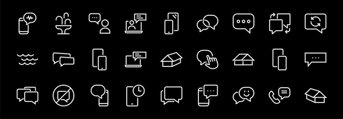 Simple set of message line vector line icons. contains icons such as conversation, SMS, notifications, group chat, and more. Editable stroke. 48x48 pixels perfect, white background