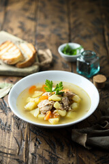 Homemade fish soup with vegetables