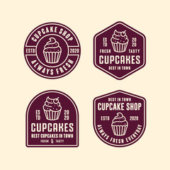 Cupcakes shop vector design premium logo