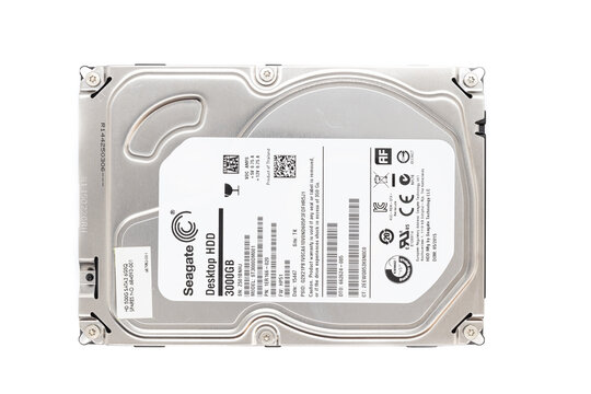 Huelva, Spain - January 21, 2021: A new Seagate Barracuda SATA 3TB Hard Disk Drive