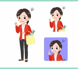 Young woman in a red cardigan