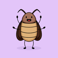 Cute cockroach animal mascot logo design