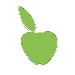 Green apple on white background, vector illustration