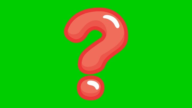 Animated funny symbol of question mark. Looped video. Vector illustration isolated on a green background.