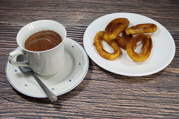 delicious typical Spanish breakfast composed of flour oil salt fried