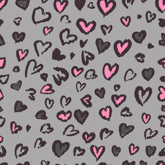 Valentine Leopard or cheetah seamless pattern. Trendy animal print. Spotted jaguar fur heart shaped. Vector background for textile, fabric, wallpaper, wrapping paper, etc