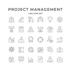 Set line icons of projects management