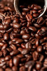 Coffee turk with coffee beans on conrete background.